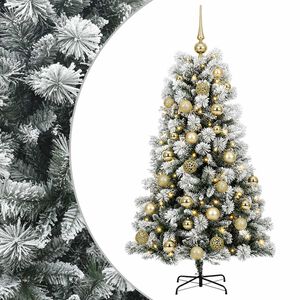 vidaXL Sztuczna choinka na zawiasach z bombkami 150 cm 150 LED