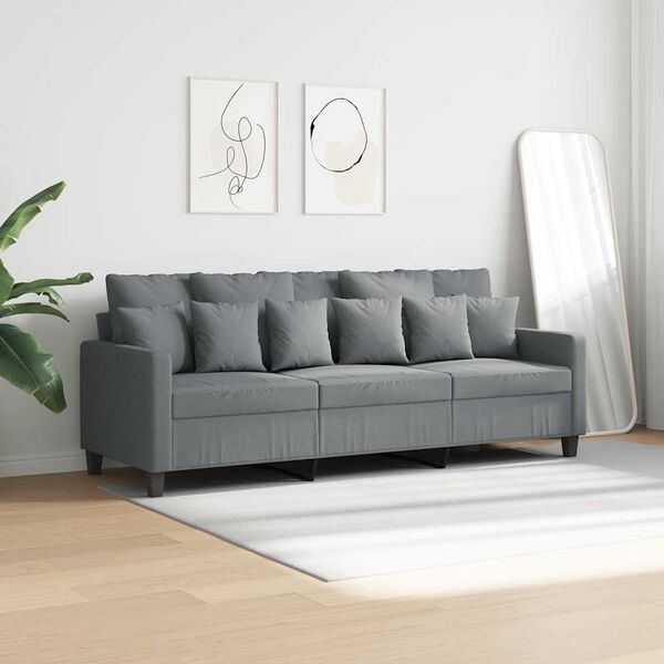vidaXL Sofa 3-osobowa, jasnoszara, 180 cm, tapicerowana tkaniną