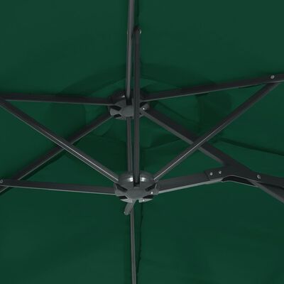 vidaXL Parasol ogrodowy podwójny z LED, zielony, 316x240 cm