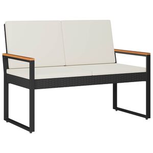 vidaXL Ławka ogrodowa Czarny i kremowo-biały 107 x 61 x 80 cm