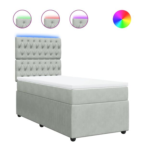 vidaXL Ł&oacute;żko kontynentalne z materacem, jasnoszare, aksamit, 90x200 cm