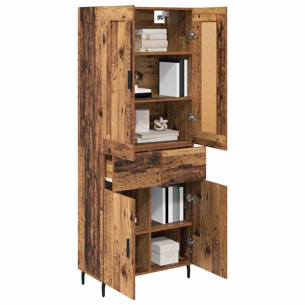 vidaXL Highboard z szufladą 2 pcs Stare drewno Materiał drewnopochodny