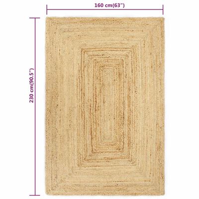 vidaXL Ręcznie wykonany dywan, juta, naturalny, 160x230 cm