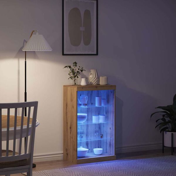 vidaXL Komoda LED Ze LED Lights Dąb rzemieślniczy 60,5 x 37 x 100 cm