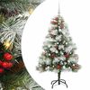 vidaXL Sztuczna choinka Zielono-biały 150 cm PVC, Metal i Plastik