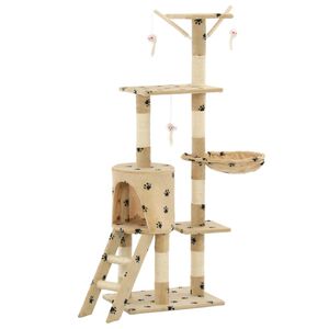 vidaXL Drapak ze słupkami sizalowymi, 138 cm, beżowy w kocie łapki
