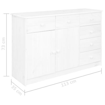 vidaXL Komoda z 6 szufladami, biała, 113x35x73 cm, lite drewno sosnowe