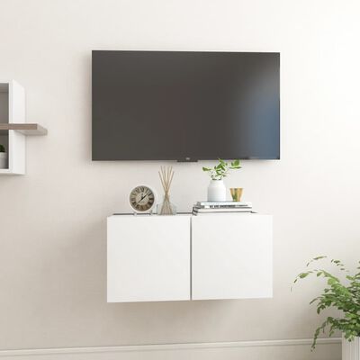 vidaXL Szafka wisząca pod TV, biała, 60x30x30 cm