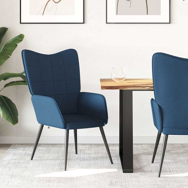 vidaXL Fotel, niebieski, obity tkaniną