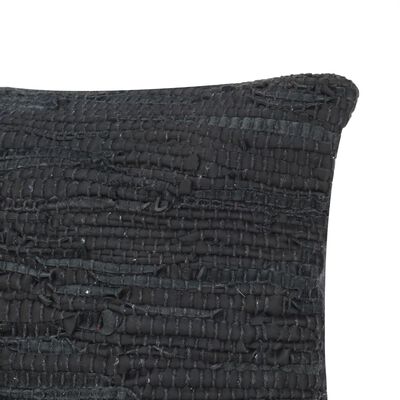 vidaXL Poduszki Chindi, 2 szt, czarne, 45x45 cm, skóra i bawełna