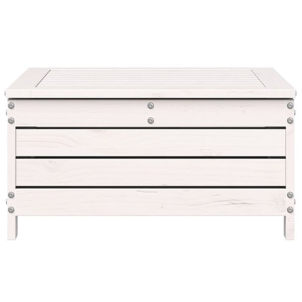 vidaXL Podnóżek ogrodowy z poduszką, biały, lite drewno sosnowe