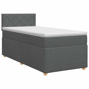 vidaXL Ł&oacute;żko kontynentalne z materacem ciemnoszary 90 x 190 cm tkanina