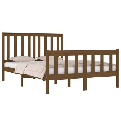 vidaXL Rama łóżka, miodowy brąz, drewno sosnowe, 135x190 cm, podwójna