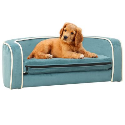vidaXL Rozkładana sofa dla psa, turkusowa, 73x67x26 cm, pluszowa