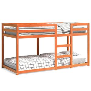 vidaXL Ł&oacute;żko piętrowe, woskowy brąz, 90x200 cm, lite drewno sosnowe