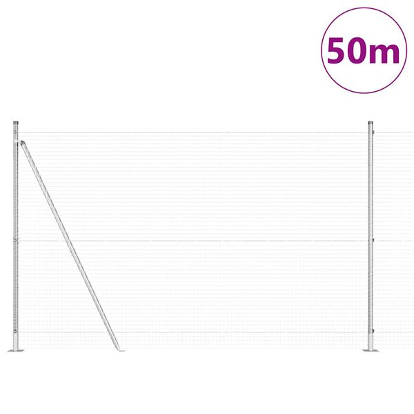 vidaXL Słupek ogrodzeniowy. Srebrny 50 x 1,4 m (siatka 25 x 25 mm)