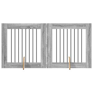 vidaXL Bramka dla ps&oacute;w z podp&oacute;rkami 2 pcs Szary Sonoma 80 x 80 cm