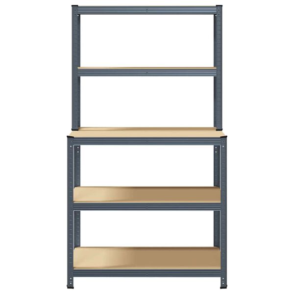 vidaXL St&oacute;ł roboczy z p&oacute;łkami antracyt stal i materiał drewnopochodny