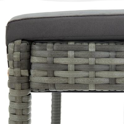 vidaXL Ogrodowe stołki barowe z poduszkami, 2 szt., szare, polirattan