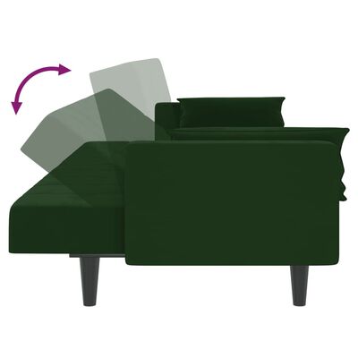 vidaXL 2-osobowa kanapa, 2 poduszki, ciemnozielona, aksamitna