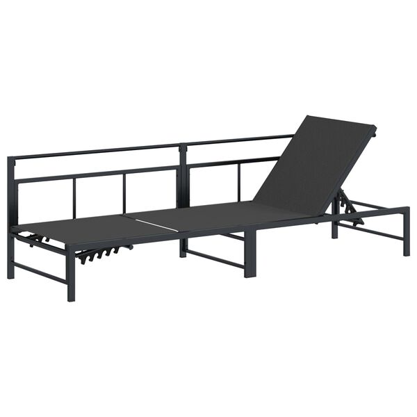 vidaXL Leżak Czarny 200 x 62 x 59,5 cm Textilene