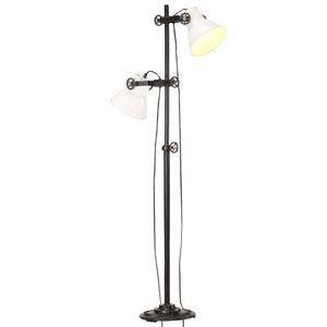 vidaXL Lampa podłogowa z 2 kloszami, biała, E27, żeliwo