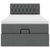 vidaXL Rama łóżka otomana z materacem, szara, 100x200 cm, tkanina