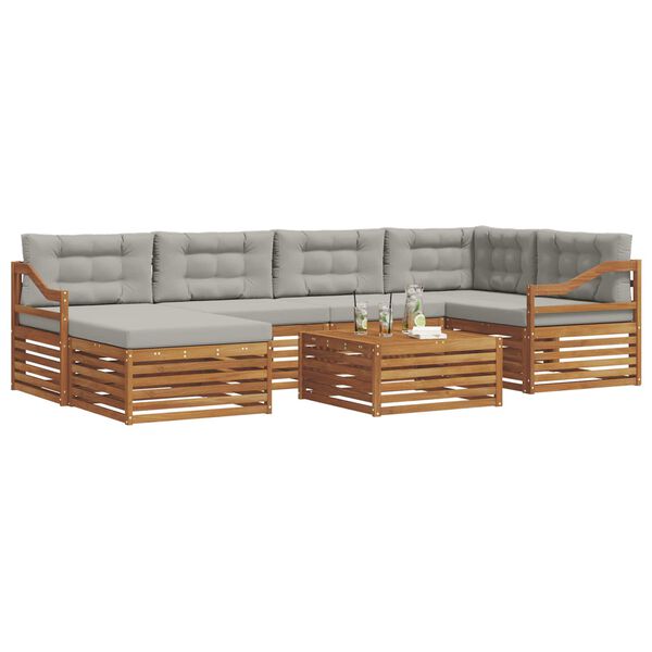 vidaXL Zestaw sof na zewnątrz z poduszką 7 pcs Naturalny i Jasny Szary