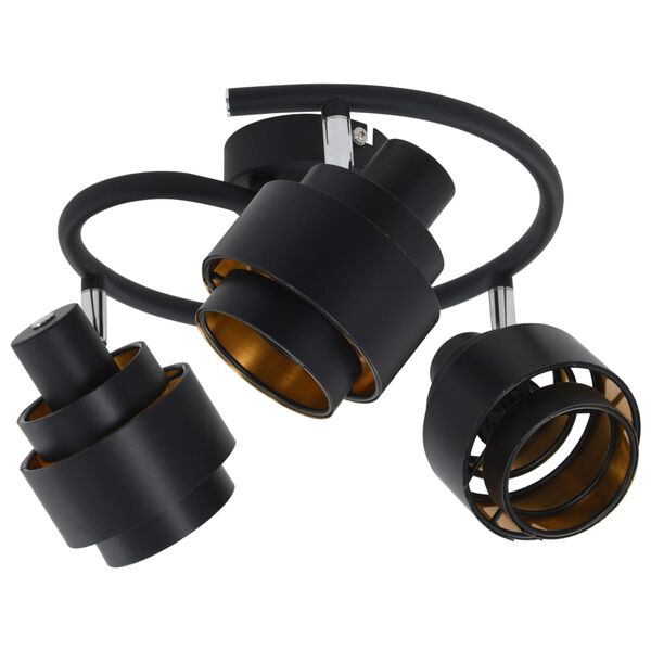 vidaXL Lampa z 3 reflektorami, czarna, E14