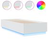 vidaXL Rama ł&oacute;żka z LED, biała, 90x200 cm, materiał drewnopochodny
