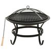 vidaXL Palenisko i grill 2-w-1, z pogrzebaczem, 56x56x49 cm, stal