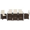 vidaXL Zestaw do jadalni w ogrodzie 9 pcs Brązowy polirattan