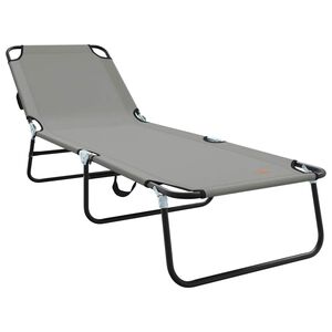 vidaXL Składany leżak Szary 188 x 57 x 86,5 cm Poliester