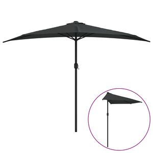 vidaXL P&oacute;łparasol balkonowy, aluminiowy słupek, czarny, 300x155x223 cm