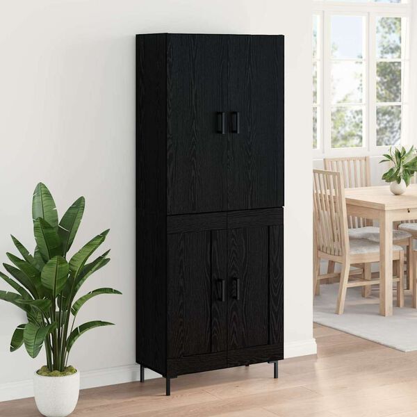 vidaXL Highboard Czarny Dąb 69,5 x 34 x 180 cm Materiał drewnopochodny