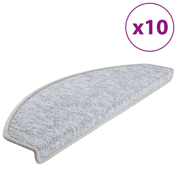 vidaXL Maty na schody 10 szt. 65x24x4 cm Jasnoszare P&oacute;łokrągłe Duże