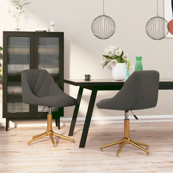 vidaXL Obrotowe krzesła stołowe, 2 szt., ciemnoszare, aksamitne