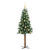 vidaXL Szczupła Choinka Zielony 150 cm PVC i lite drewno sosnowe