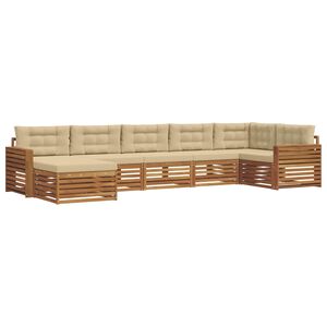 vidaXL Zestaw sof na zewnątrz z poduszką 7 pcs Naturalny i Beżowy