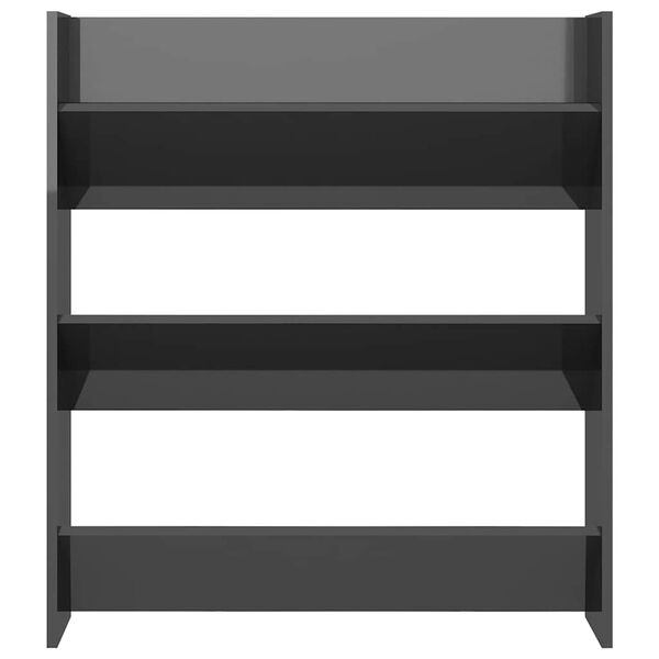 vidaXL Szafka ścienna na buty, szara, wysoki połysk, 80x18x90 cm