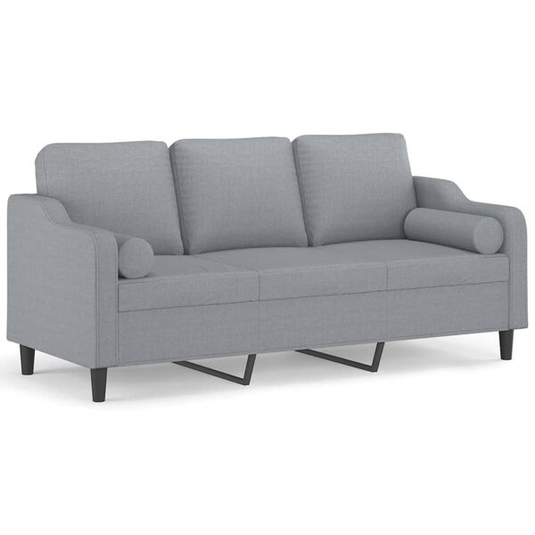 vidaXL 3-osobowa sofa z poduszkami, jasnoszara, 180 cm, tkanina