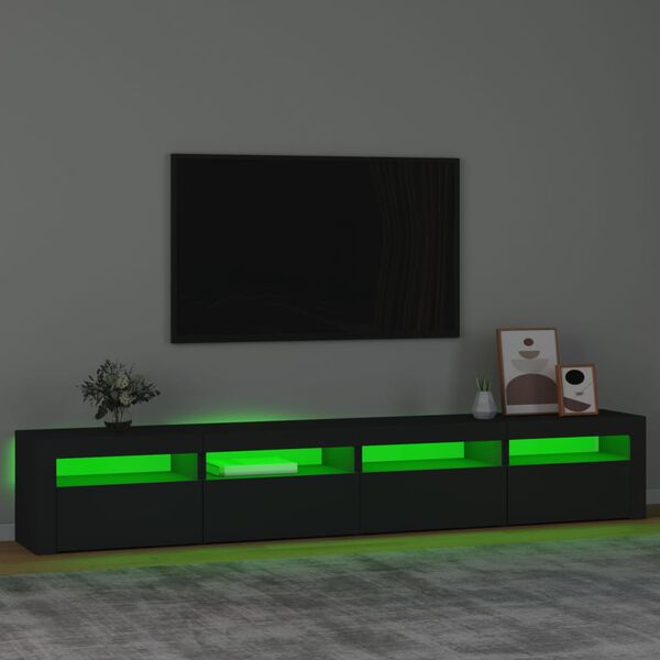 vidaXL Szafka pod TV z oświetleniem LED, czarna, 240x35x40 cm