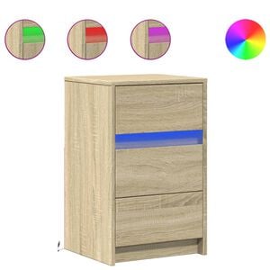 vidaXL Szafka nocna z LED, kolor dąb sonoma, materiał drewnopochodny