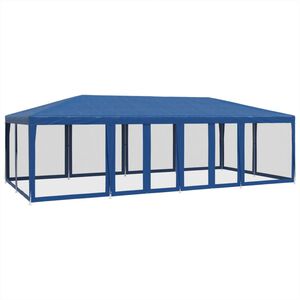 vidaXL Namiot imprezowy z 12 ścianami z siatki, niebieski, 8x4 m, HDPE