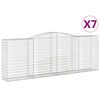 vidaXL Kosze gabionowe, 7 szt, 400x50x140/160 cm, galwanizowane żelazo