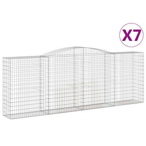 vidaXL Kosze gabionowe, 7 szt, 400x50x140/160 cm, galwanizowane żelazo