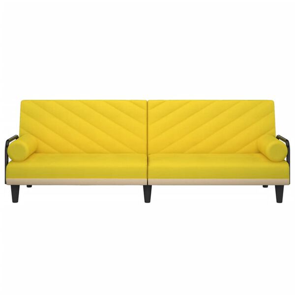 vidaXL Rozkładana kanapa z podłokietnikami, jasnoż&oacute;łta, obita tkaniną