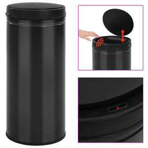 vidaXL Automatyczny kosz na śmieci z czujnikiem, 80 L, stal, czarny