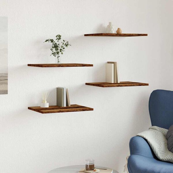 vidaXL P&oacute;łki na książki, 4 szt., stare drewno, 40x30x1,5 cm