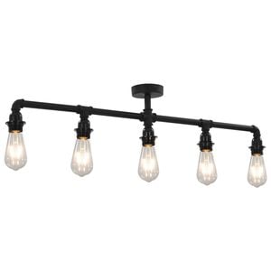 vidaXL Lampa sufitowa, czarna, 5 żar&oacute;wek E27